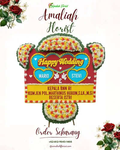Karangan Papan Bunga Pernikahan di Hotel Santika Bsd City – Serpong (teraskota)